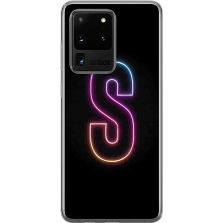 Kompatibelt Mobildeksel til Samsung Samsung Galaxy S20 Ultra Neonbokstav S i lysende rosa og blå toner mot mørk bakgrunn, stilig bokstavkunst med re