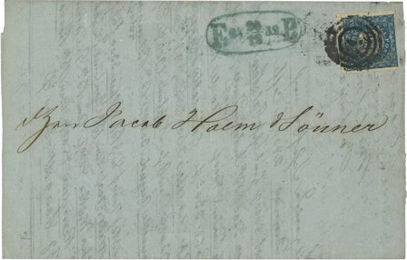 Danmark 1852 - AFA 2B på brev - Stemplet