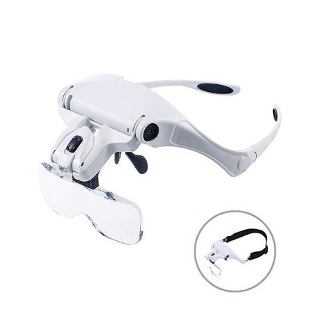 Handsfree-förstoringsglas för läsning, förstoringsglas med ljus och avtagbar lins för läsning, smyckesförstoringsglas och elektronikreparation