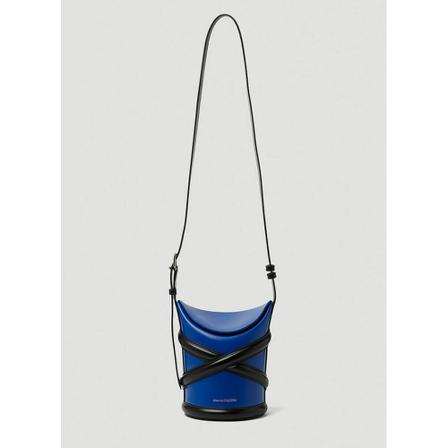 Alexander McQueen, Curve Small Shoulder Bag Blauw, Dames, Maat:ONE Size,leer