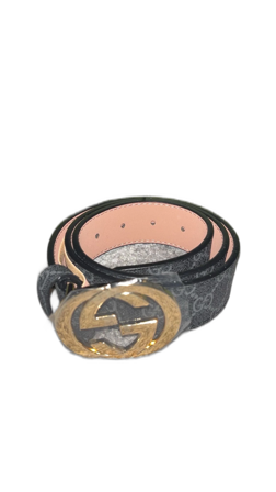 Svart Gucci bälte med GG-spänne