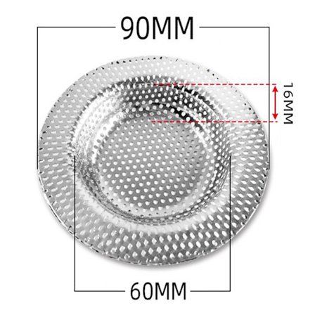 Rustfritt stål Kjøkken Vannvask Filter Vask Mesh Sil Fl