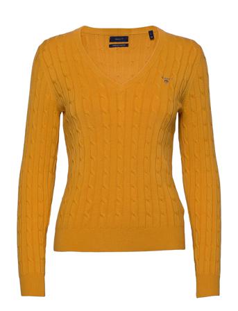 Stretch Cotton Cable V-Neck Villapaita Kulta GANT