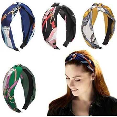 4 Hovedbånd til kvinder - Retro bredt bånd - Stofhovedbånd til kvinder - Hårtilbehør til kvinder