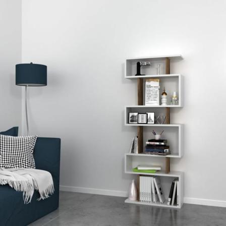 Homemania Bokhylla Tablero 60x20x156,6 Cm Vit Och Valnötsträ Multifärg