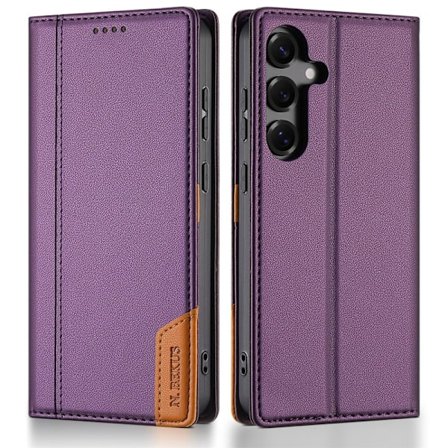 N.BEKUS P3 för Samsung Galaxy S26 Konstläder Plånboksfodral RFID-Skydd - Lila