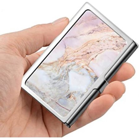 Design Sliver Visitkortshållare, Metall Rostfritt Stål Namn Plånbok Kreditfodral för Män & Kvinnor