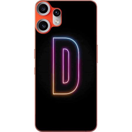 Kompatibelt Mobildeksel til Nothing Nothing CMF Phone 2 Pro Minimalistisk neonbokstav D i fargeskiftende lys mot svart bakgrunn i moderne digital desi