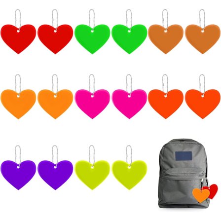 16 stk refleksanheng - Refleks nøkkelring - Refleks for barn - Refleks med kjetting for skolesekk, ryggsekker, gåing, løping