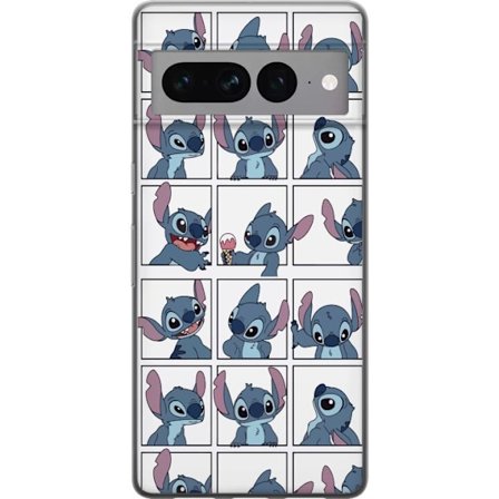 Kompatibel Mobilcover til Google Pixel 7 Pro Illustreret rutemønster med Stitch i forskellige ansigtsudtryk i serieformat