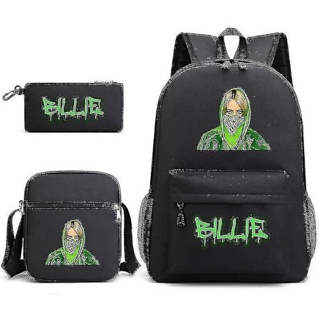 3 kpl/setti Billie Eilish Satchel Casual School Bag Reppu Kynäpussi Messenger Bag