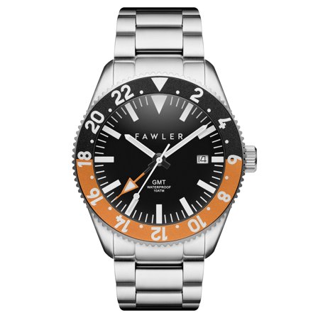 Métier II | Orangene GMT-Uhr aus Edelstahl für Männer - Armbanduhren