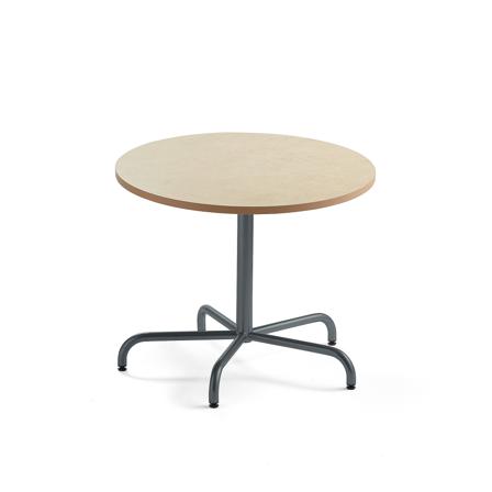 Tisch PLURAL, Ø 900x720 mm, Linoleum-Platte, beige, anthrazit