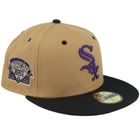 New Era - MLB Beige fitted Cappellino - Chicago White Sox Sandstone Crypt 59FIFTY Wheat/Black/Purple Fitted @ Hatstore