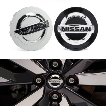 4-pakning Nissan Navkapsler / Hjulkapsel Emblem - 54mm Sølv