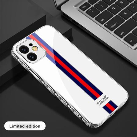 Iphone 13 Pro Lyx Glas-skal Silver Barock Rokoko Linje Med Röd B Silver One Size