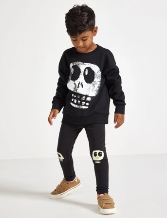 Lindex Leggings Skull Knee Patch Glow - Black - 92