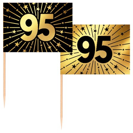 Partypicks 95 år Guld/Svart 50-pack
