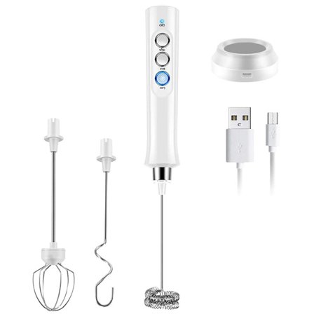 Elektrisk mælkeskummer med dobbelt håndtag USB genopladelig skummer