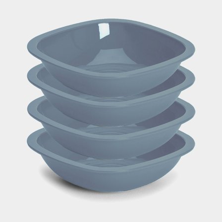 Assiette creuse en plastique Nordiska Plast, grise, 15 cm, lot de 4