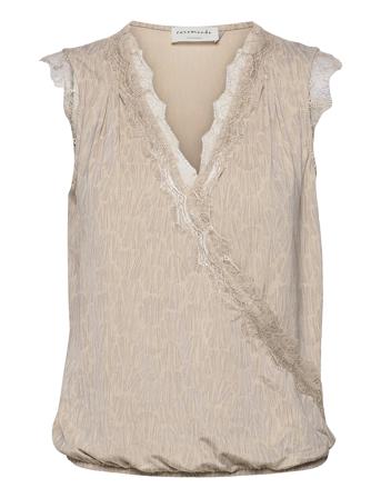 Top Bluse Ærmeløs Beige Rosemunde