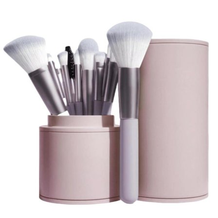 12-delt sminkekostsett, Premium Syntetiske Foundation Pudder Concealere Øyenskygger Sminkekostsett, med Bøtte