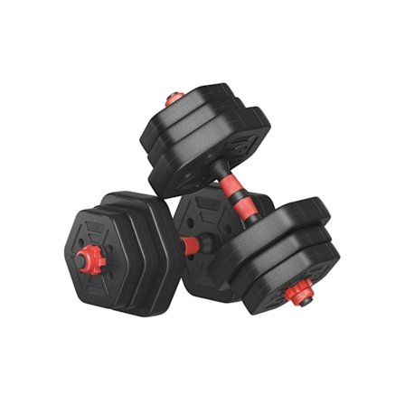 Rootz justerbar skivstång & hanteluppsättning - Hemgymnät - styrkautbildning - 20 kg Totalt - Svart - Stor skivstång 115 cm x 21,8 cm x 19,6 cm