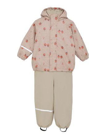 CeLaVi Rainwear Set - Aop, W. Fleece - Beige - 100