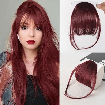 Aidot hiustenpidennykset, otsatukalla, yksiosaiset pidennykset, pulisongeilla