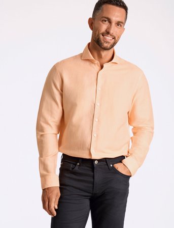 Lindbergh Black 1927: Cotton/Lin Shirt Wf L/S - Orange - M