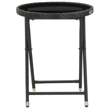 Vidaxl Tebord Svart 60 Cm Konstrotting Och Härdat Glas Svart