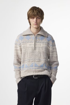 William Half Zip 6697 Tröja Herr Vit Ull