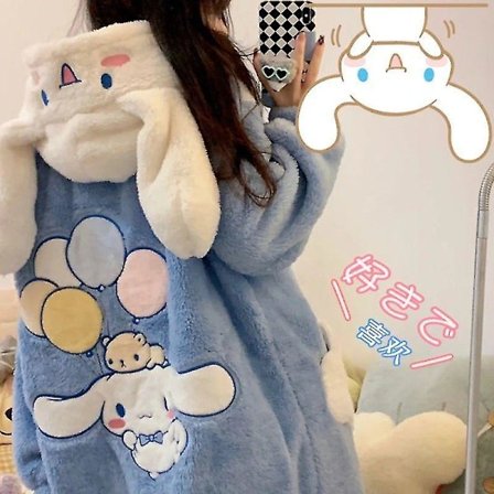2024-2022 Vinter Kawaii Sanrio Pyjamas Animasjon Kuromi Cinnamoroll My Melody Håndkle Plysj Varme Og Komfortable Pyjamasbukser Sett M 158-163CM