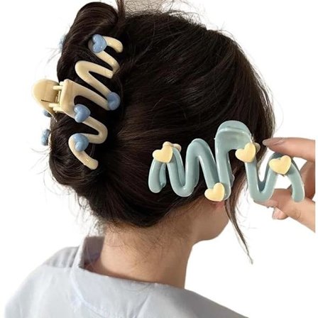 Värikäs Sydän Aalto Hiusklipsi Naisille Korealainen Söpö Akryyli Iso Haimoklipsi Poninhäntä Hiusasusteet
