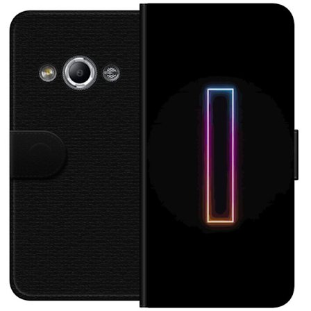 Kompatibelt Lommeboketui til Samsung Galaxy Xcover 3 Minimalistisk neonbokstav I i regnbuefarger mot mørk bakgrunn