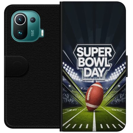 Kompatibelt Lommeboketui til Xiaomi Mi 11 Pro Super Bowl Day plakat med amerikansk fotball på opplyst arena i dramatisk sportsdesign