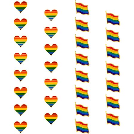 30-delad regnbågsfärgad emaljpinuppsättning - 15-delad regnbågsflagga LGBTQ-slagpinnar + 15-delad LGBTQ-hjärtflagga stolthetsnålar Dekorera herr- och 