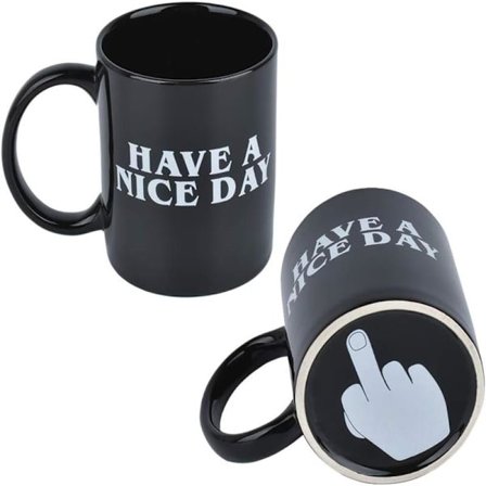 Rolig kaffekrus, practical joke – perfekt til polterabend, jul og sjove gaver, 414 ml.