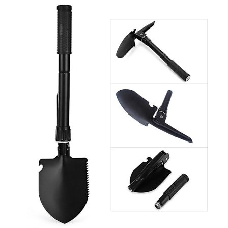 Sammenleggbar spade, militær overlevelsesspade for camping, bærbar verktøy for camping, fotturer, backpacking, bilnødssituasjoner, utendørs