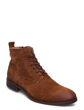Biabyron Leather Lace Up Boot Snørestøvler Brun Bianco