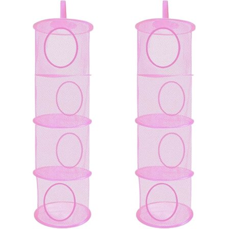 Hængende Netopbevaring, 2 Pak Sammenklappelig Hængende Legetøjsopbevaring, 4 Rum Sammenklappelig Hængende Opbevaringskurv Teddy Opbevaringsnet