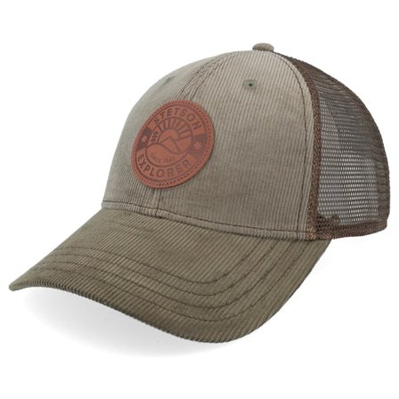 Stetson - Baseball Cap Leather Patch Light Green/Khaki Trucker Green Cap - @ Hatstore