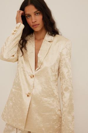 NA-KD Trend Blazer en satin - Sets De Fête Pour Le Nouvel An - Beige - EU 34