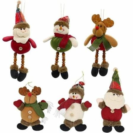 Juletrepynt, plysj julepynt hengende nisse, snømann, reinsdyr