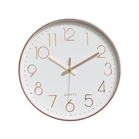 Moderne vægur, lydløs, uden tikkende kvartsbatteri, rosaguld