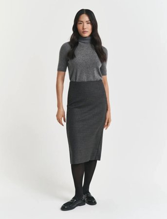GANT Midi Checked Wool Pencil Skirt - Grey - 34