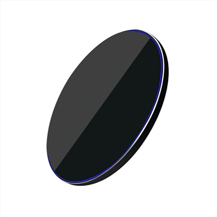 Ultratunn rund 15w trådlös laddare mobiltelefon snabbladdning laddare svart