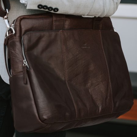 Montreal Brown Leather Work Bag for Men - Leather bags