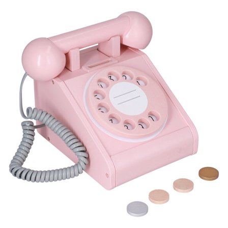 Retro Simulerings Telefon Leksak för Barn Interaktiv Pedagogisk Fast Telefon Rosa