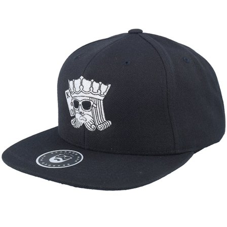 Bearded Man - King Of Beards Black/White Adjustable Snapback Black Cap - @ Hatstore